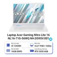 ACER NITRO 5 Core i5 13420H/ 16G/ 512G SSD/ RTX3050 6G/ 16" FHD 144Hz/ Win 11 (NL16-71G-56WQ - TRẮNG )